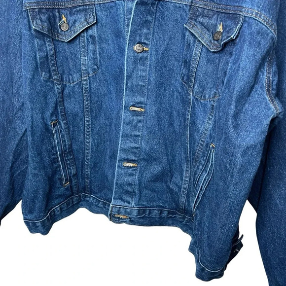 Vintage 4X denim Jean jacket oversized embossed‎ logo 895 local USW Texas 4XL TX - Picture 4 of 13